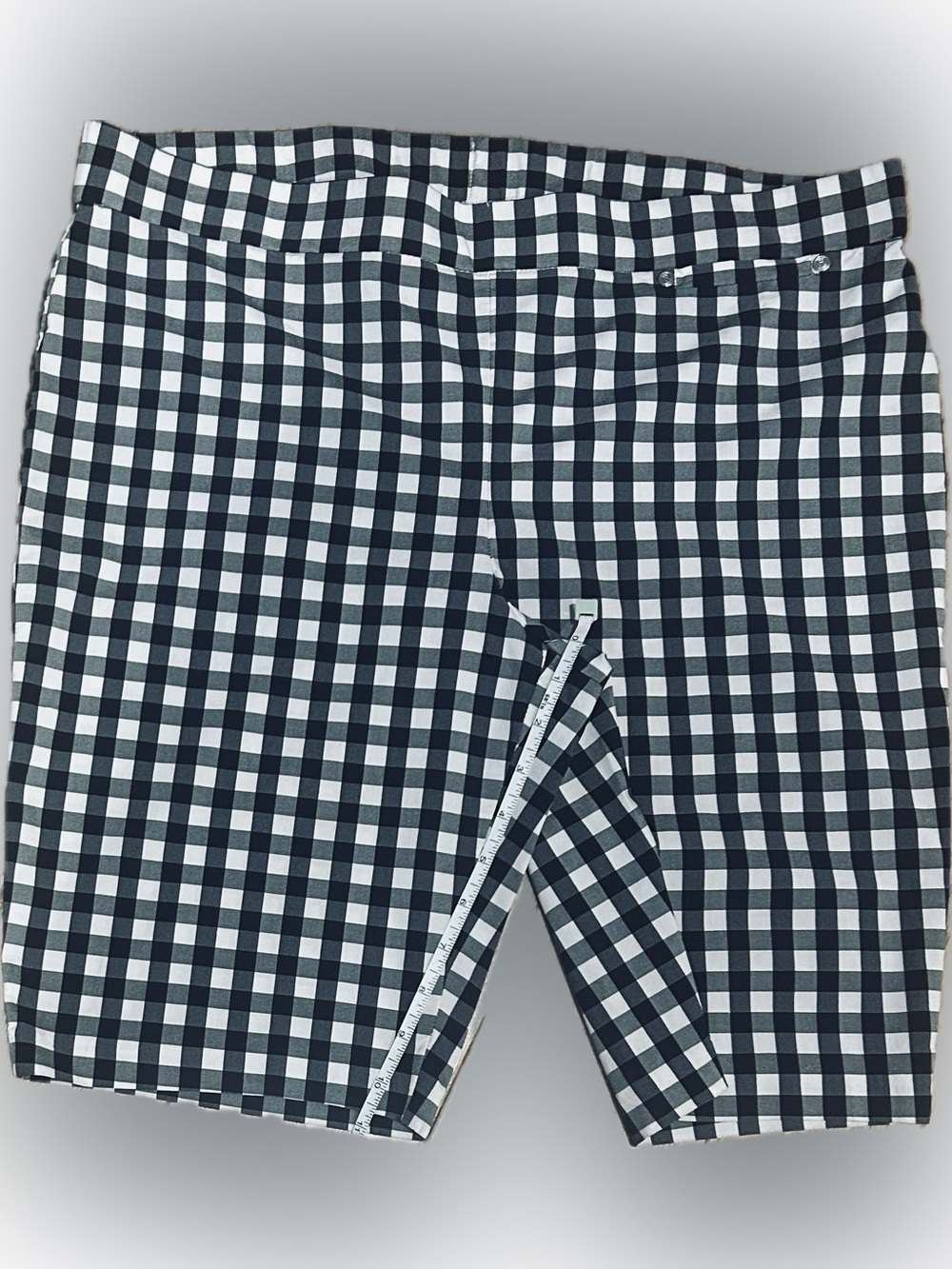 EUC Rafaella SZ 16 Black/white gingham bermuda pull on shorts/waist 36”-40” - Picture 6 of 7